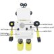 thumbnail image 3 of Reloj despertador robot, reloj despertador silencioso de metal inoxidable con ojos de luz intermitente y brazo giratorio, regalo para niños (amarillo), 3 of 5