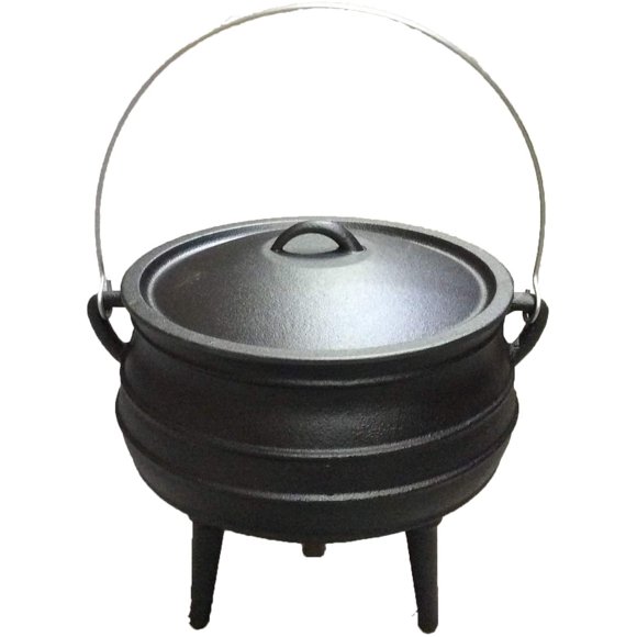 CUISILAND 10QT Pre-Seasoned South Africa Cast Iron Potjiekos with Lifter, Lid and 3 Leg stands