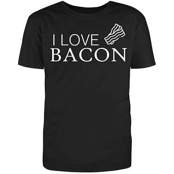 RedBarn "I Love Bacon Men's Cotton T Shirt Black Small