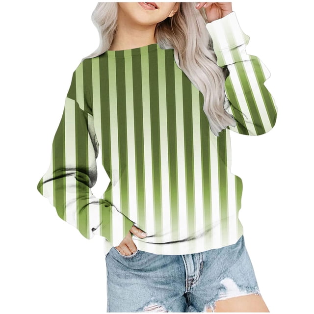 Chandails de Mode pour Filles en Liquidation Chandail Surdimensionné pour Enfants Unisexe Tendance à Rayures Col Rond Chandail à Manches Longues Automne Hauts Chandail pour Enfants Nouvelle Taille 7 Ans