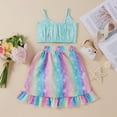 thumbnail image 3 of AURIGATE Baby Girl Clothes Skirt Toddler Baby Girls Suspender Tops+Rainbow Tie-Dyed Printed Ruffles Skirt Outfits, 3 of 5