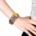 thumbnail image 3 of AeraVida Fashionable Chic Bohemian Multicolor Daisy Floral Mix Stone Genuine Leather Lariat Wrap Necklace, 3 of 8