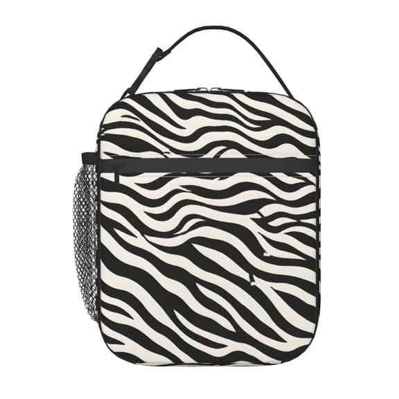 Zebra Print Lunch Bag Reusable Thermal Lunch Box with Handle for Women and Men