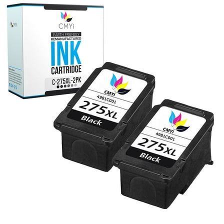 CMYi PG-275XL Black Ink Cartridge Replacement Compatible for Canon PIXMA Printer, 2 Count