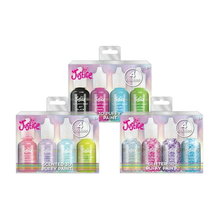 Justice 3D Puffy Fabric Paint Bundle  3 Assorted Packs  12 Count