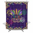 thumbnail image 2 of Carnival Shower Curtain for Bathroom Decor, Mask Feathers Firework Purple Yellow Blocks Waterproof Fabric Shower Curtain, 72"x96" Set with 12 Hooks, 2 of 9