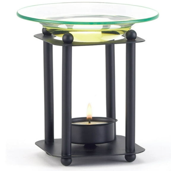 Home Decorative Matte Black Modern Metal with glass dish Oil Warmer