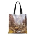 thumbnail image 1 of LADDKE Canvas Tote Bag Grizzly Bear Landscape Brook Creek Forest Mountains Stream Reusable Handbag Shoulder Grocery Shopping Bags, 1 of 1