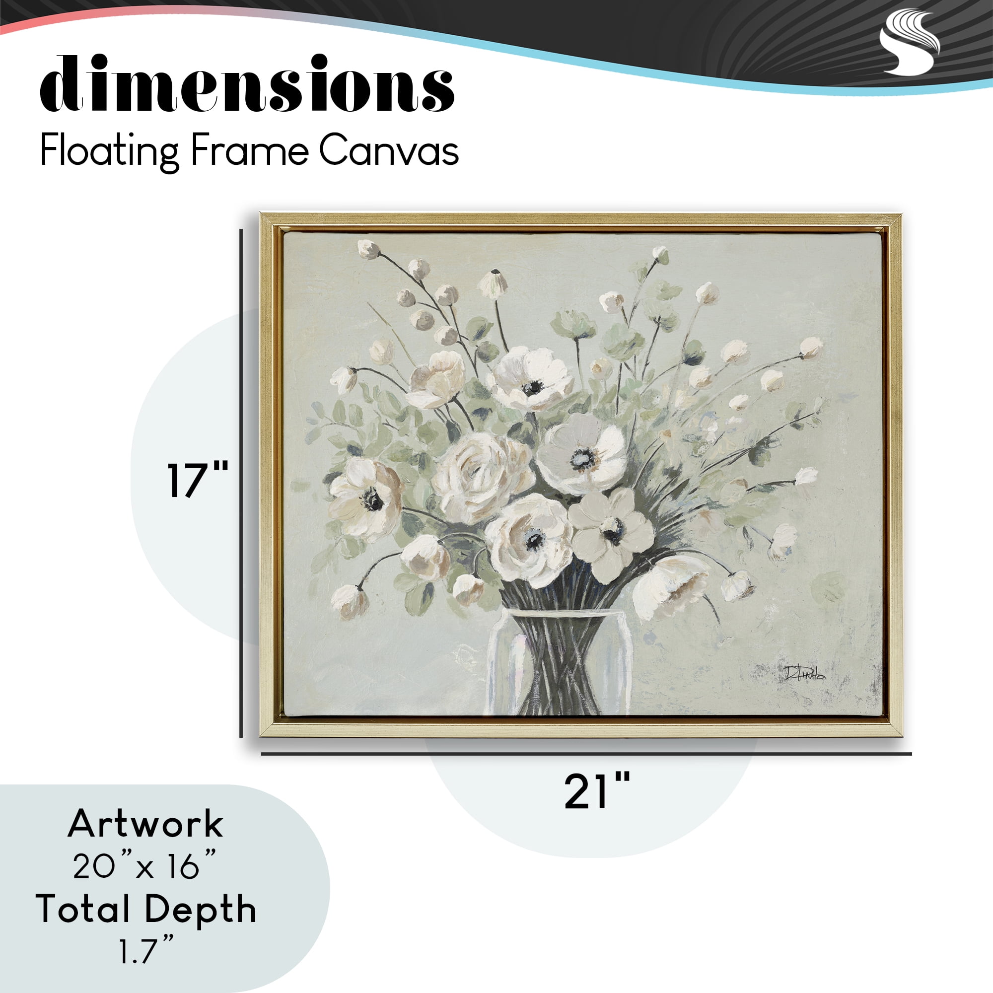 Stupell Industries Siempre Bella Bouquet Gold Framed Floater Canvas Wall Art, design by Patricia Pinto