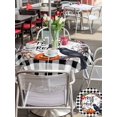 thumbnail image 4 of Outdoor Tablecloth with Umbrella Hole and Zipper, Halloween Round Table Cloth 54 Inch Waterproof Tablecloth, Horror Pumpkin Crow Skull Black White Checkered Picnic Table Cover for Patio Camping, 4 of 7