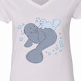 thumbnail image 4 of Inktastic Cute Manatees with Bubbles Women's V-Neck T-Shirt, 4 of 5