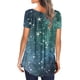 thumbnail image 3 of Gibobby Blusa Sexy Cuello en V Camiseta de manga corta con cuello redondo para mujer con estampado de estrellado, camiseta informal ajustada, blus(Verde,CH), 3 of 5