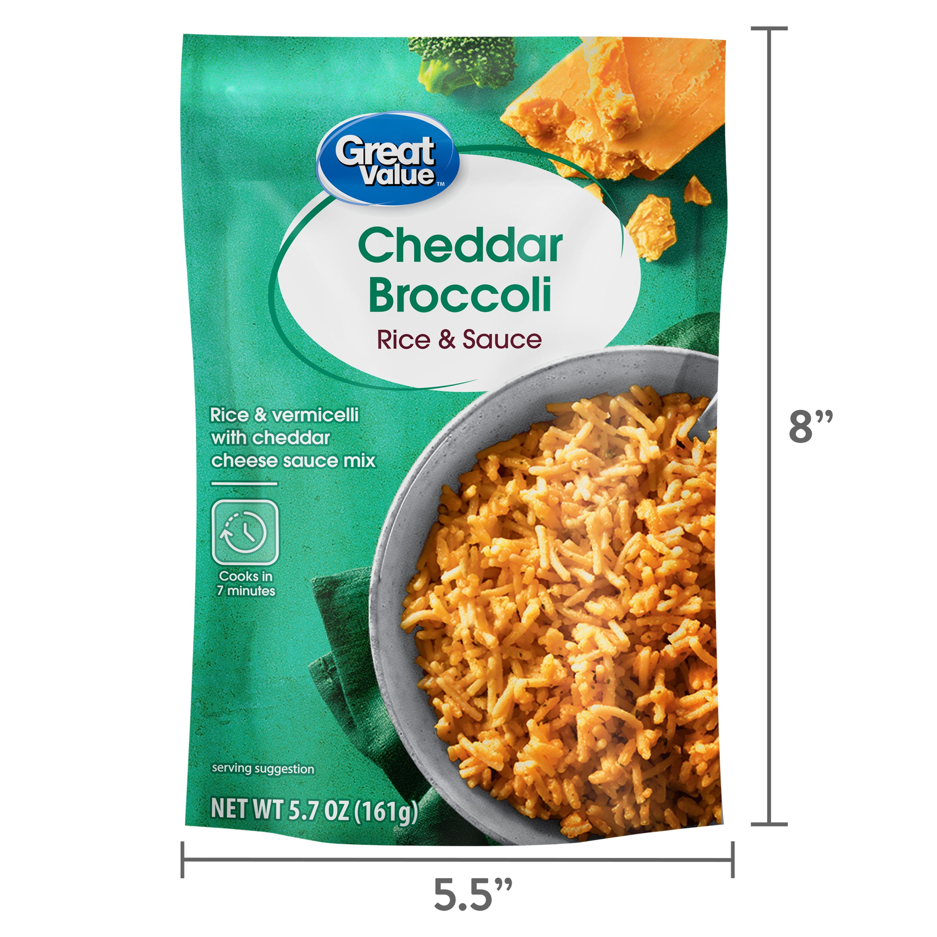 Great Value Cheddar Broccoli Rice & Sauce, 5.7 oz