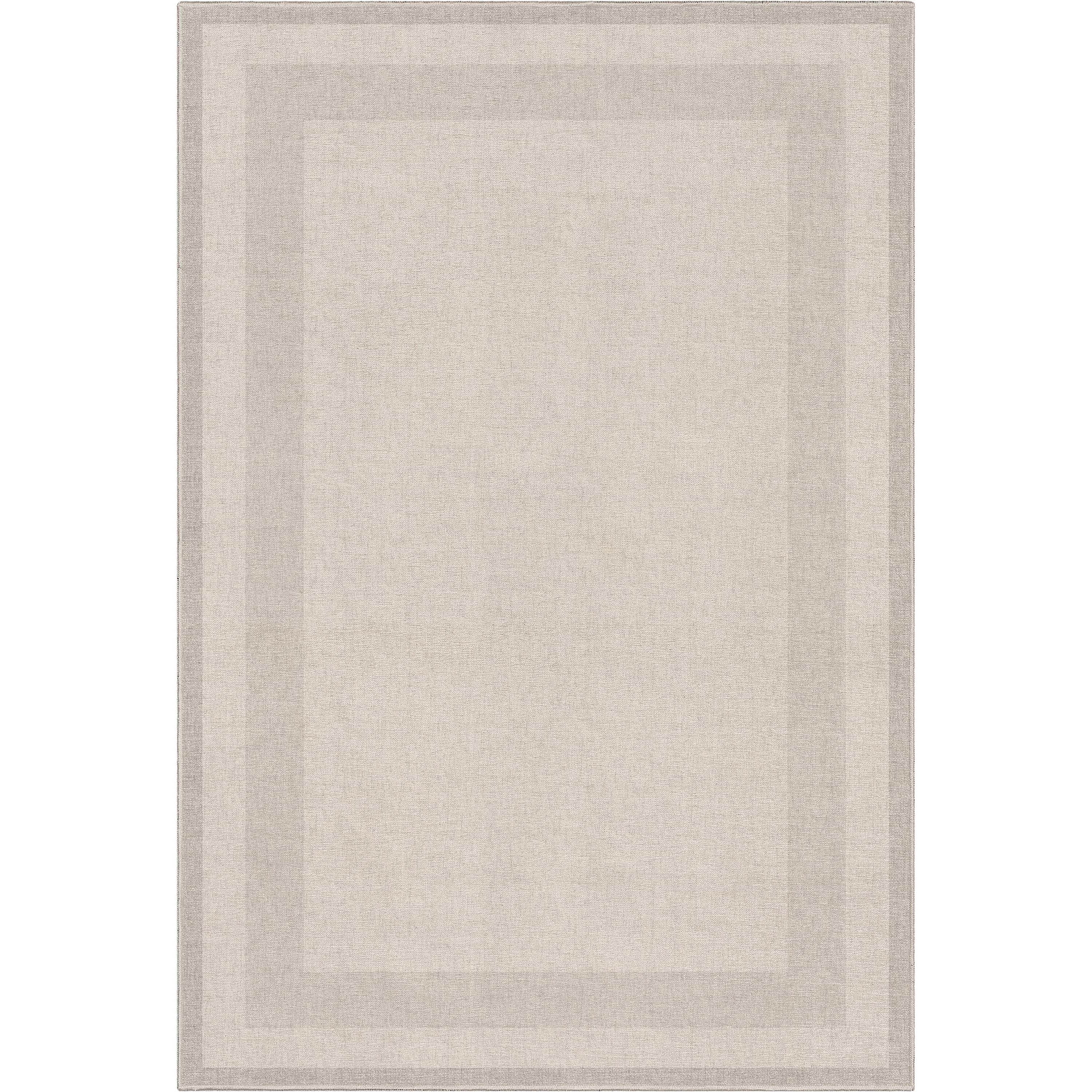 Well Woven Modern Plain Border Cream Flat Pile Easy to Clean 7'7" x 9'10" Area Rug for Living Room Dining Room Bedroom and Kitchen