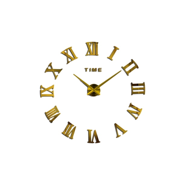 Billuyoard Reloj de pared 3D de construcción duradera, estilo único, fácil de leer, moderno, grande, 3D, atemporal Electrodomésticos oro