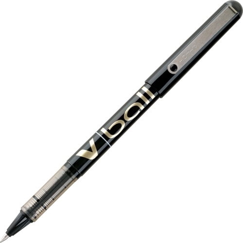 Pilot Vball Liquid Ink Pens Fine Pen Point - 0.7 mm Pen Point Size - Black - Black Barrel - 12 / Dozen