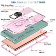 thumbnail image 2 of Military Grade Drop Impact for Samsung Galaxy Note 20 Ultra Camera Lens Slide Protection Case 360 Metal Rotating Ring Kickstand Holder Armor Shockproof Case For Samsung Galaxy Note 20 Ultra,Pink+Green, 2 of 10