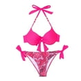 thumbnail image 1 of Traje de Baño de Tres Piezas para las Mujeres de Moda Casual Corbata Sexy Cintura Alta Cristal Beach Bikini Set, Poliéster, 1 of 9