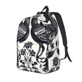 thumbnail image 1 of Disketp Artistic Black White Peacocks print Canvas Backpack Lightweight Travel Daypack Student Rucksack Laptop Backpack-Medium, 1 of 5