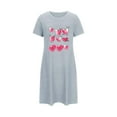 thumbnail image 5 of Women's Pajama Bottoms Night Gowns for Women Heart Print Sleepdress Short Sleeve Round Neck Sleepshirt Comfort Pajama Dress Sleepwear T-Shirt Loungewear House Dress Woman Pajama Skirt Dark Gray L, 5 of 5
