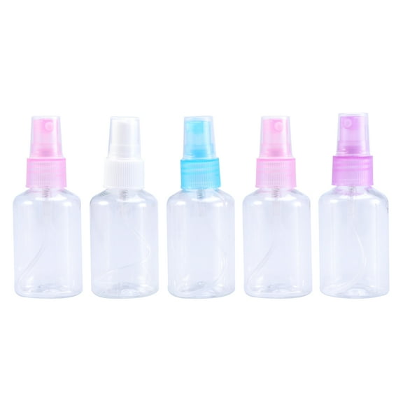 FOLOYORI Tiny Spray Bottles 5Pcs 50ml Transparent Pet Refillable Fine Mist Portable Travel Size Mini Sprayers