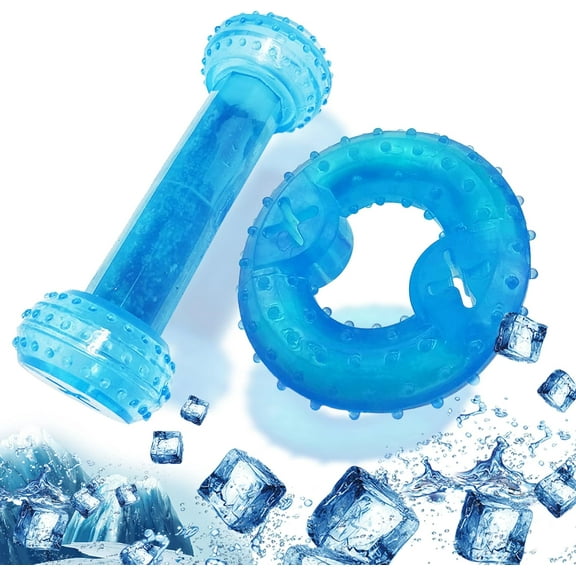 Dog Chew Toys for Teething Puppies, Cooling Dog Toys Natural Teething Rubber, 2 Pack Freezable Teething Toys, Cleaning Teeth and Protects Oral Health Both Small Dogs & Medium Dog Suitable