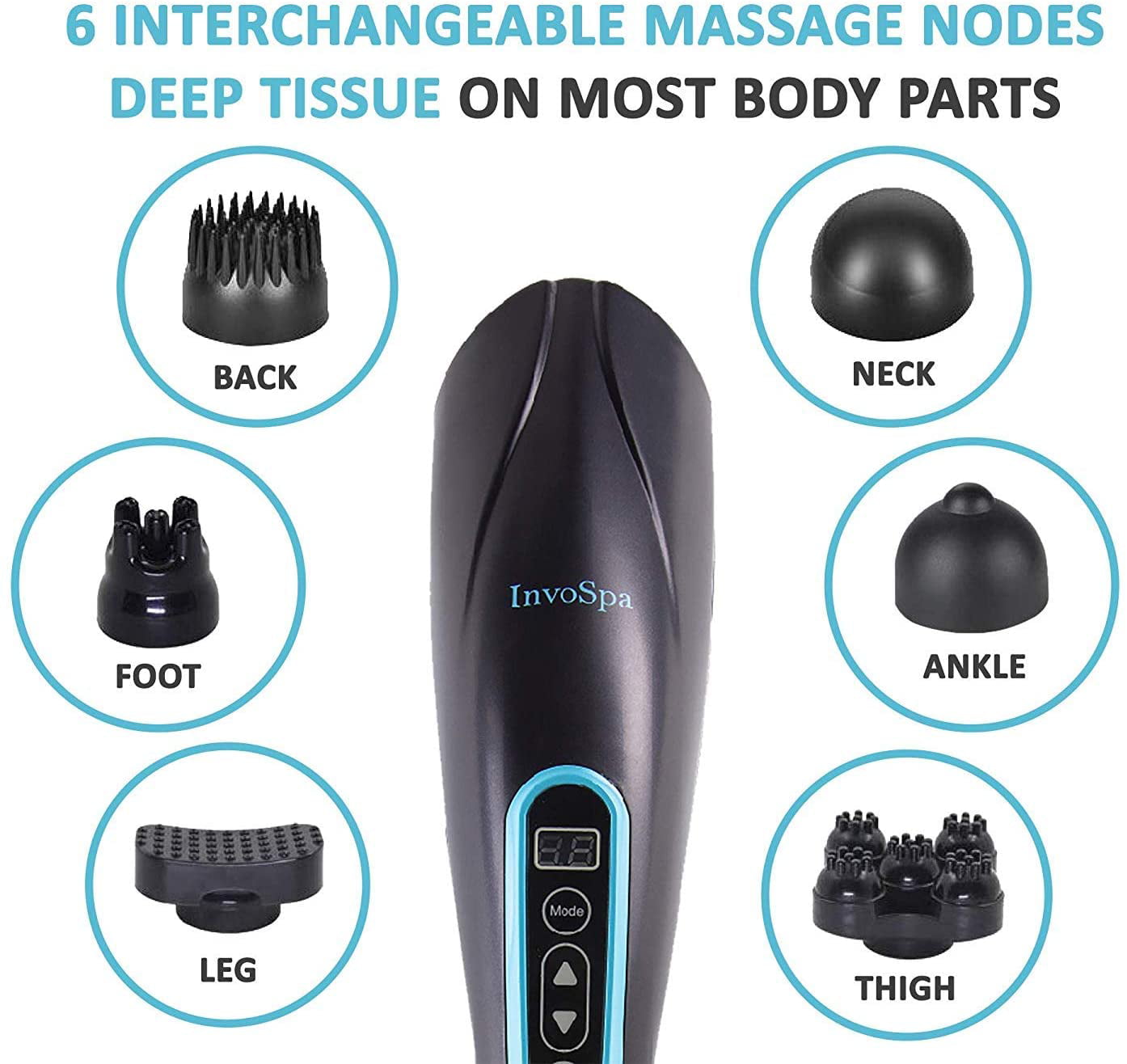 Handheld Back Massager 2600 mah with Heat for Muscles, Back, Foot, Neck,  Shoulder, Leg, Calf Pain Relief – Cordless, Electric Percussion Full Body  Massager- 6 Speeds (Matte Black)