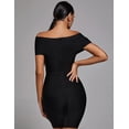 thumbnail image 3 of Vestido BELLA BARNETT con hombros descubiertos, vendaje negro, mini, 3 of 5