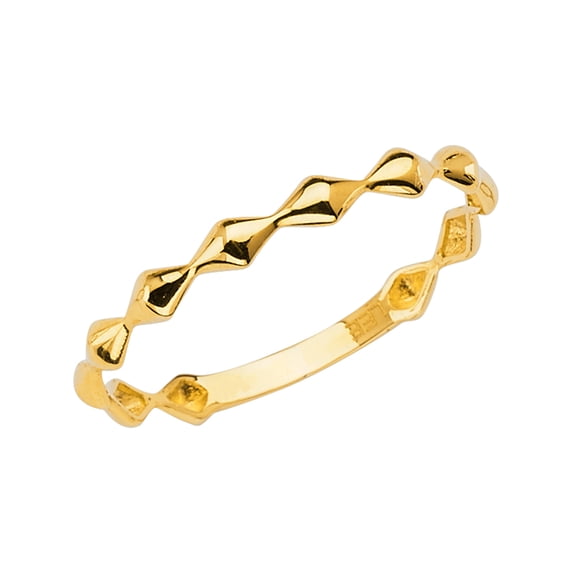 Solid 14k Gold Round Cubic Zirconia Yellow Ring Stackable Band Size 8