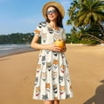 thumbnail image 4 of Naloa Shiba Head Face Print Womens Summer A-Line Dress with Pockets,Short Sleeve Dresses,Flowy Beach Swing Dress for Vacation Travel, 4 of 6