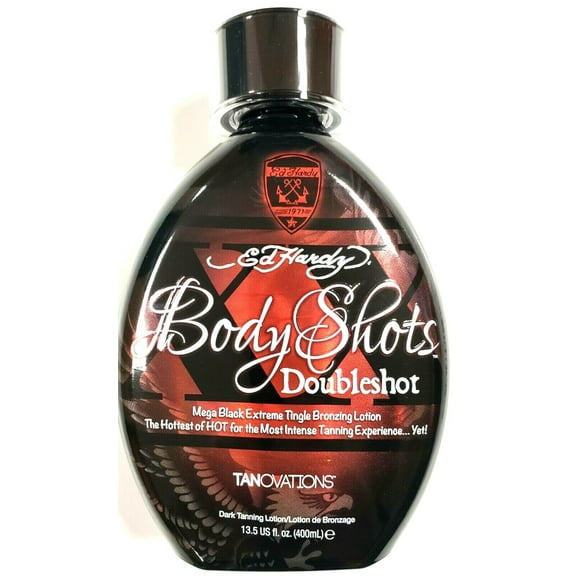 Ed Hardy Body Shots DoubleShot Indoor Tanning Bed Lotion w/ Bronzer & Hot Tingle