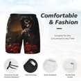 thumbnail image 3 of Yiaed Elegant Rose Skull Print Mens Swim Trunks Bathing Suit Compression Liner Beach Swim Shorts Swimwear Quick Dry Zipper Pocket No-Chafing Board Short-Large, 3 of 6