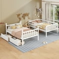 thumbnail image 2 of Newest Twin Over Twin Rubber Wood Bunk Bed with 2 Drawers, Convertible into 2 Twin Beds, Twin Size Bunk Bed with Ladder and Safety Guardrails ,White, 2 of 10