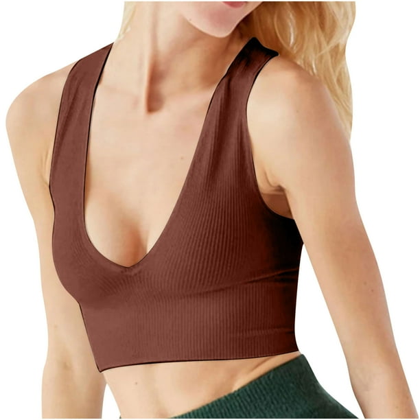 Moda mujer sólido sexy sin mangas con cuello en v chaleco delgado tops cortos blusa Pompotops lopia999780