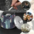thumbnail image 4 of Yayeee Ashtray with Lid for Cigarette Smokeless Stainless Steel Home Ash Holder, Cube Stripes, 4 of 7