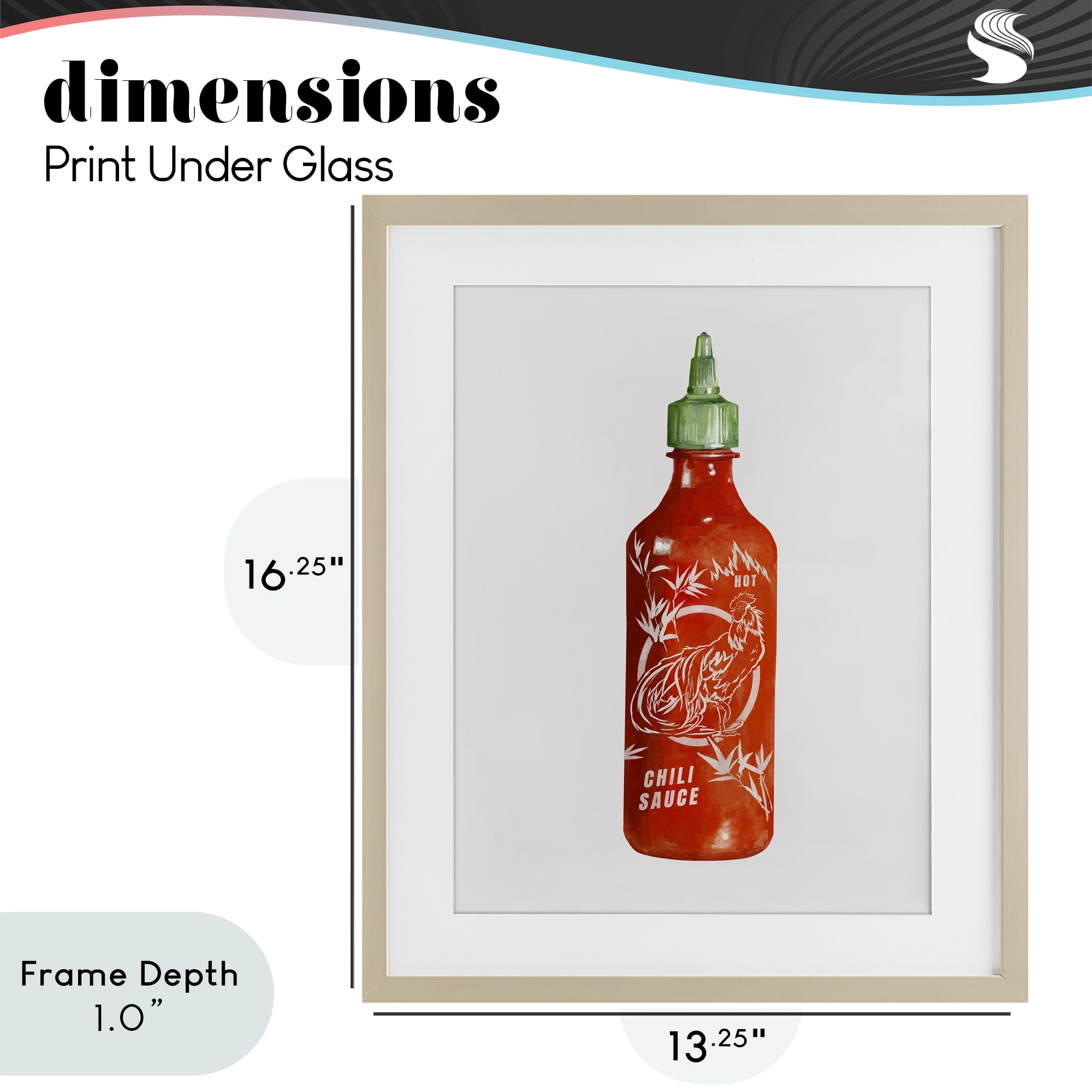 Stupell Industries Iconic Hot Sauce Bottle Birch Framed Print Under Glass, design by Rylen McNett