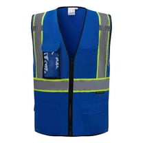 3C Products Non-ANSI/ISEA 107-2015 Class 2 Royal Blue Ultra Soft Mesh Surveyor Safety Vest w/ Multi-Pockets, Mic Tabs and Pen Holder - SV2510-XL