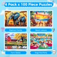 thumbnail image 2 of Juego de rompecabezas Ciavotie para niños, 4 x 100 unidades, elefantes de granja, perros de playa, 2 of 7