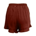 thumbnail image 3 of Women's Shorts Cotton Casual Shorts Women'S New European Version Of Solid Color High Waist Fold Loose Straight Leg Pants,Red Women's Shorts M, 3 of 5