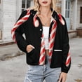 thumbnail image 3 of Jackets for Women Winter Coat Jackets Flannel Stand Collar Jacket(Candy Cane Christmas Treat,Size:S-4XL), 3 of 7