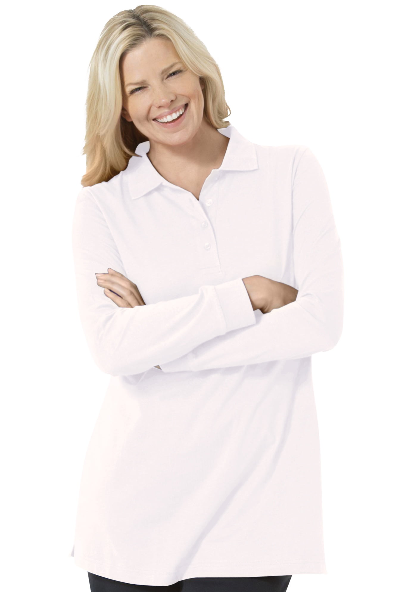 women's plus size long sleeve polo shirts