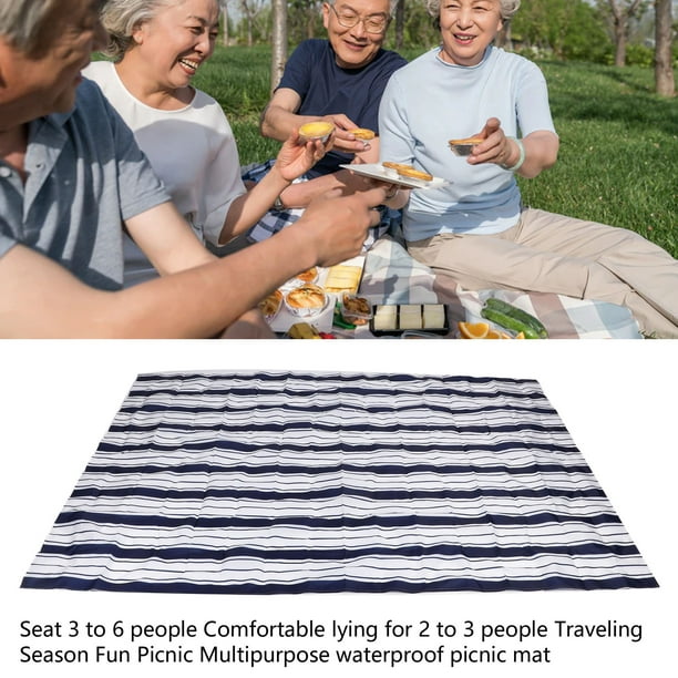 Beach Blanket Blue Stripe Picnic Mat Polyester Stylish Soft Waterproof for Travel for 2 To 6 People Walmart