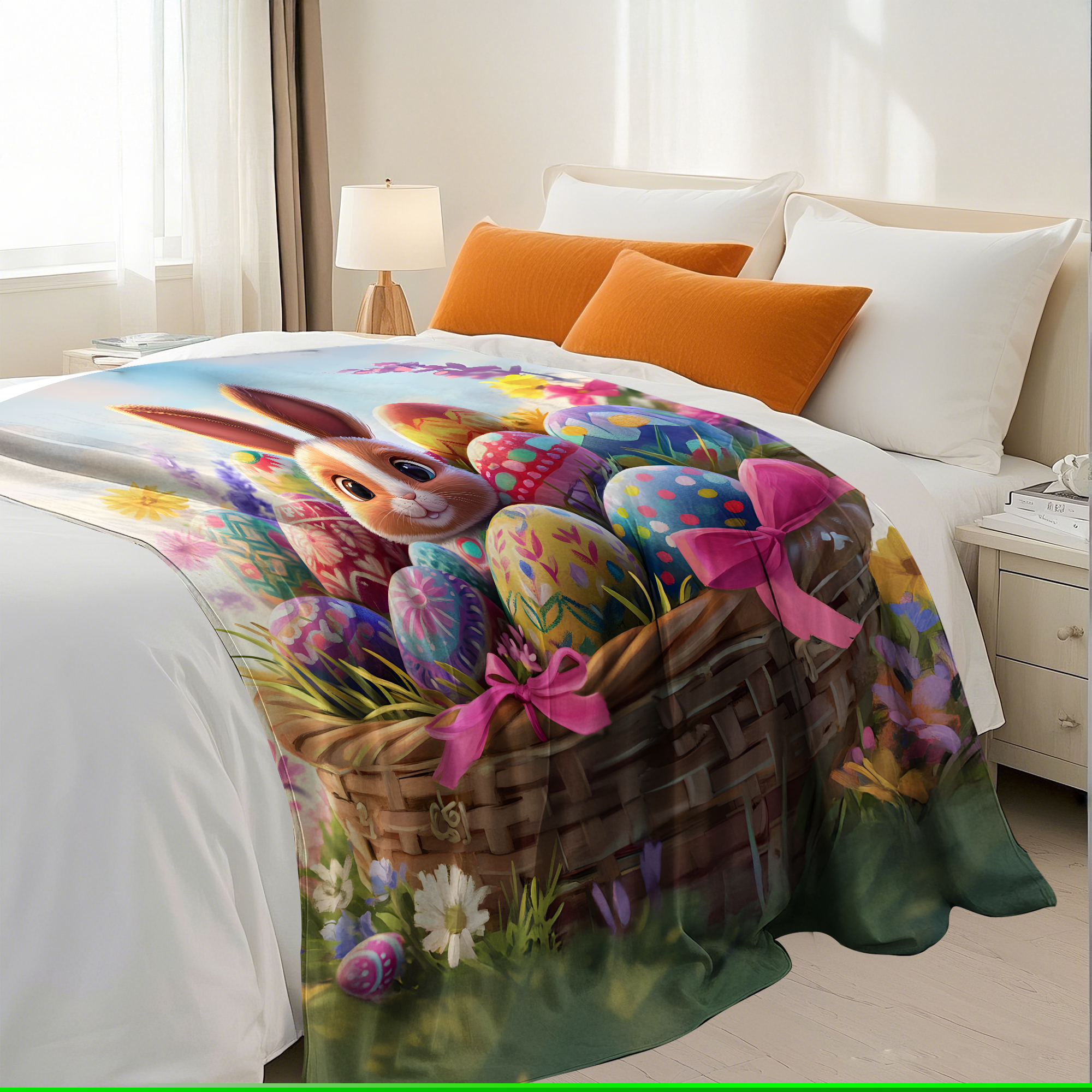 Easter Throw Blanket, Warm Fleece Flannel Bed Blanket, Lightweight Easter Blanket for Sofa Bed Couch 50"x60"