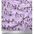 thumbnail image 1 of Soimoi Purple Heavy Canvas Fabric Floral Love Text Print Fabric by Yard 58 Inch Wide, 1 of 3
