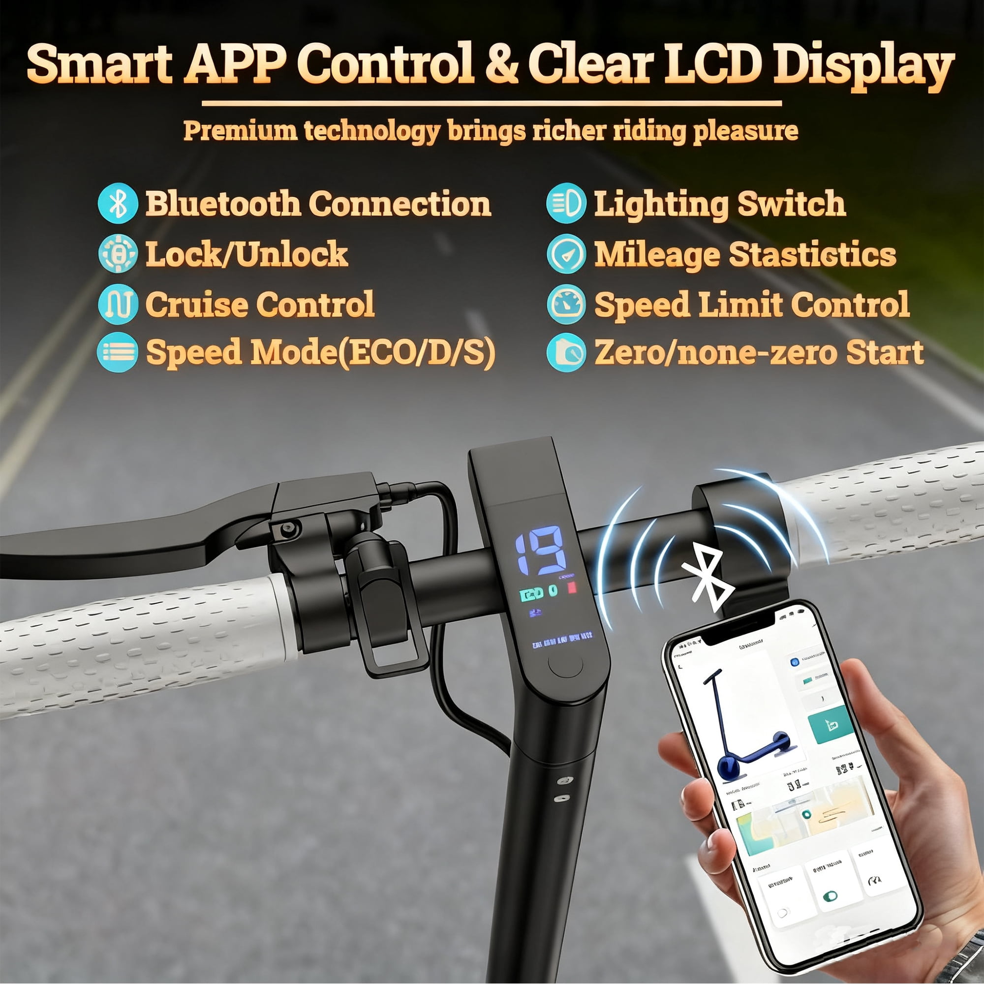JOYHIS J078L Electric Scooter for Adults, 350W, 8.5" Anti-Skid Tires, 15-19 MPH, 21-Mile Range, Double Braking System & App Control, Foldable Design