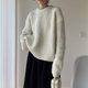 thumbnail image 2 of Suéter de punto con cuello redondo sencillo de color sólido retro de hilo circular de estilo nuevo de otoño e invierno coreano, suéter suelto de estilo perezoso para mujer, 2 of 5