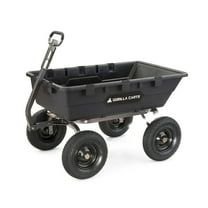 Gorilla Carts 10 Cu Ft Poly Yard Dump Cart with Quick-Release, 1500 lb Capacity, Black