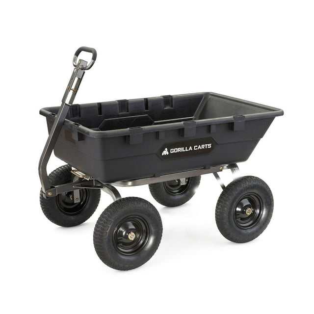 Gorilla Carts Chariot-Benne de Cour en Poly de 10 Pi3 avec Dégagement Rapide, Capacité de 1500 lb, Noir