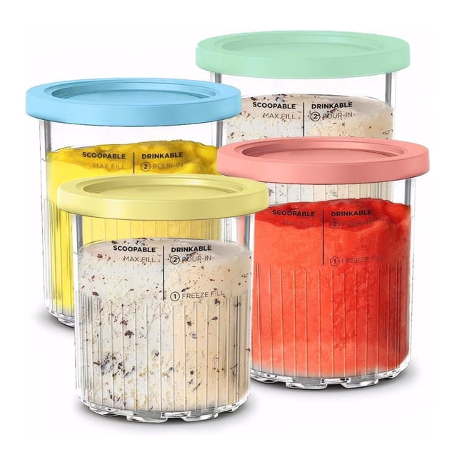 Ice Cream Pint Containers with Lids, Cream Pint Replacement Containers 4pcs Safe 701-800ml Leak Proof for Home