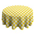thumbnail image 4 of Yellow and White Checkered Pattern Round Tablecloth 60"x60",Wrinkle Wipeable Table Cloth for Kitchen Dining Room Picnic Patio Party, 4 of 6